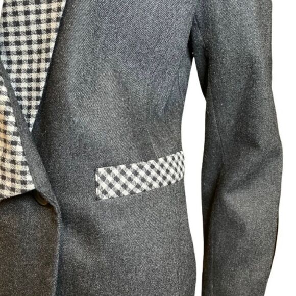Vintage Plaid Checkerboard Double Breasted Jacket Grey Medium - Picture 7 of 15